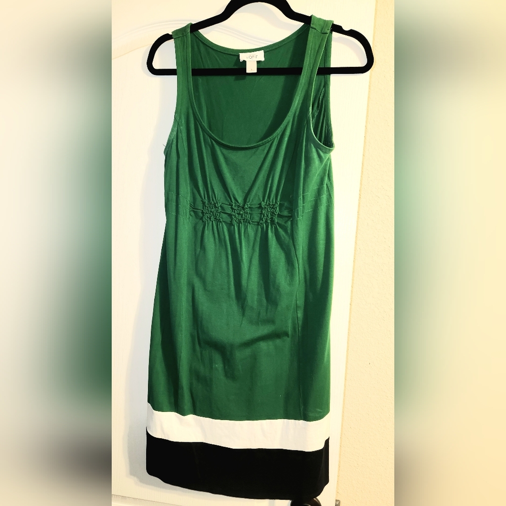 LOFT Green Striped Dress with Stylish Design